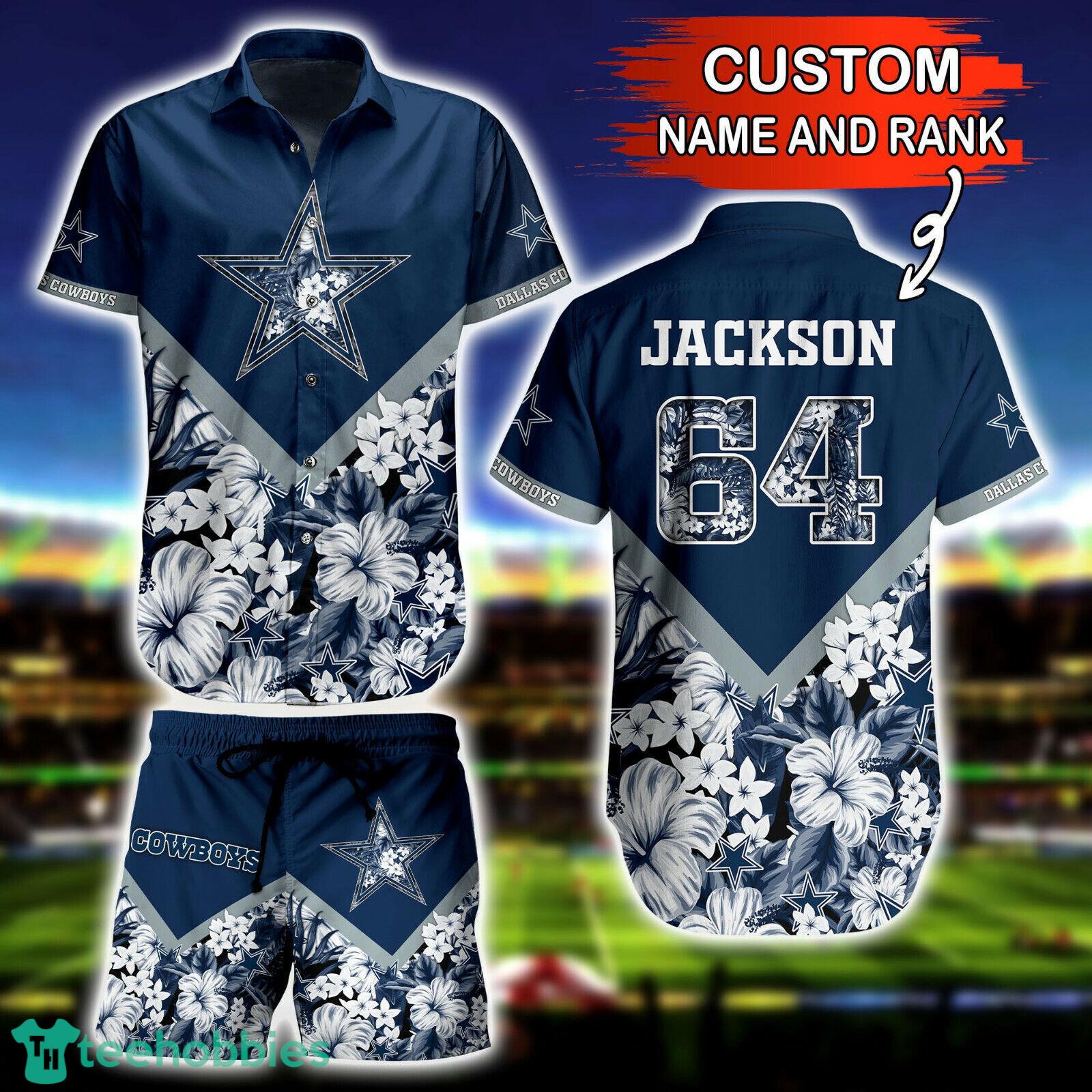 Dallas Cowboys Tropical Pattern Custom Name And Number Hawaiian Shirt And Short Set Product Photo 4