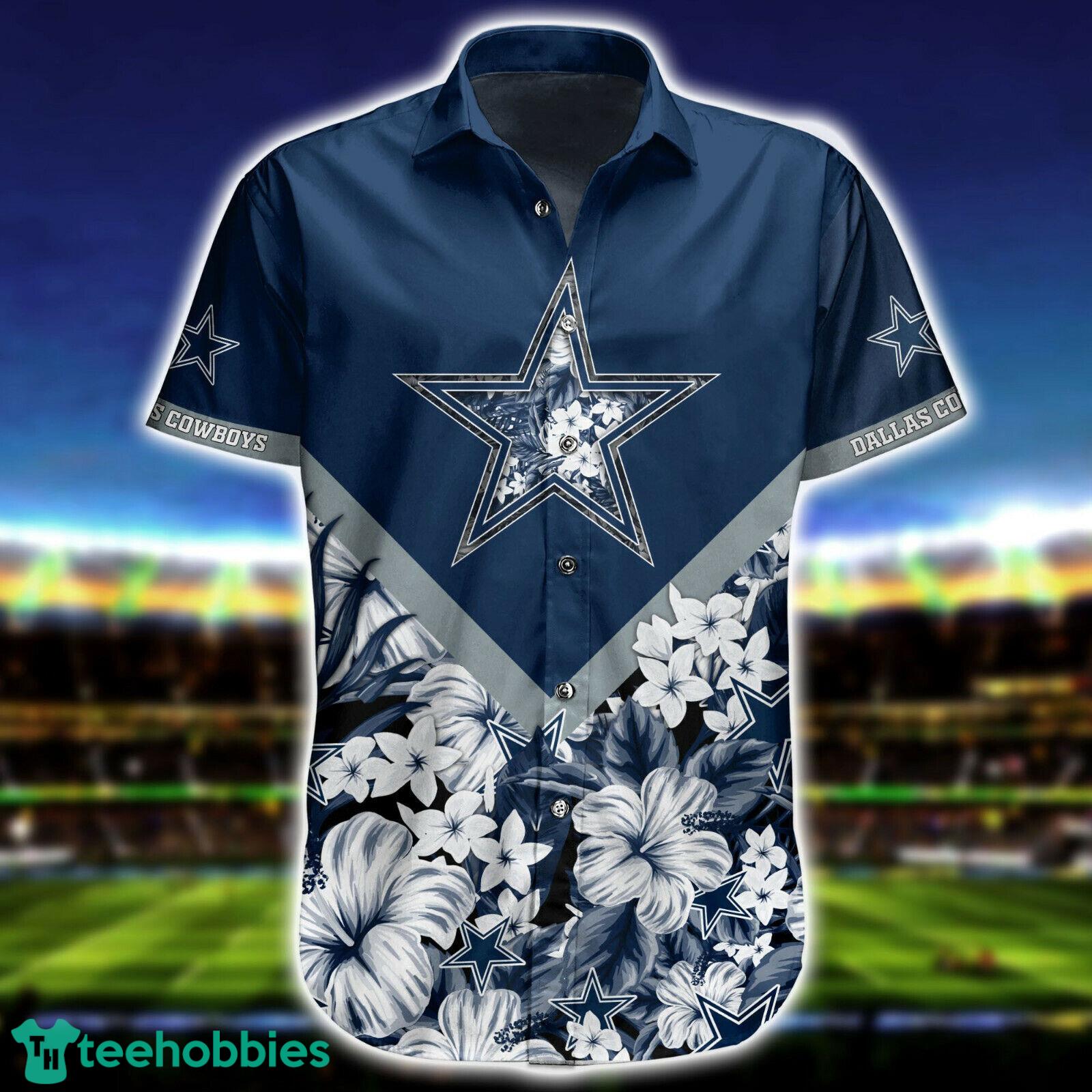 Dallas Cowboys Tropical Pattern Custom Name And Number Hawaiian Shirt And Short Set Product Photo 1