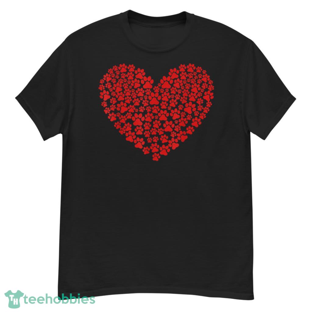 Day Paw Heart Prints Dog Cat Lovers Red Love Pet T-Shirt - G500 Men’s Classic T-Shirt