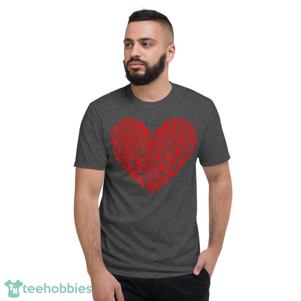 Day Paw Heart Prints Dog Cat Lovers Red Love Pet T-Shirt - Short Sleeve T-Shirt-1