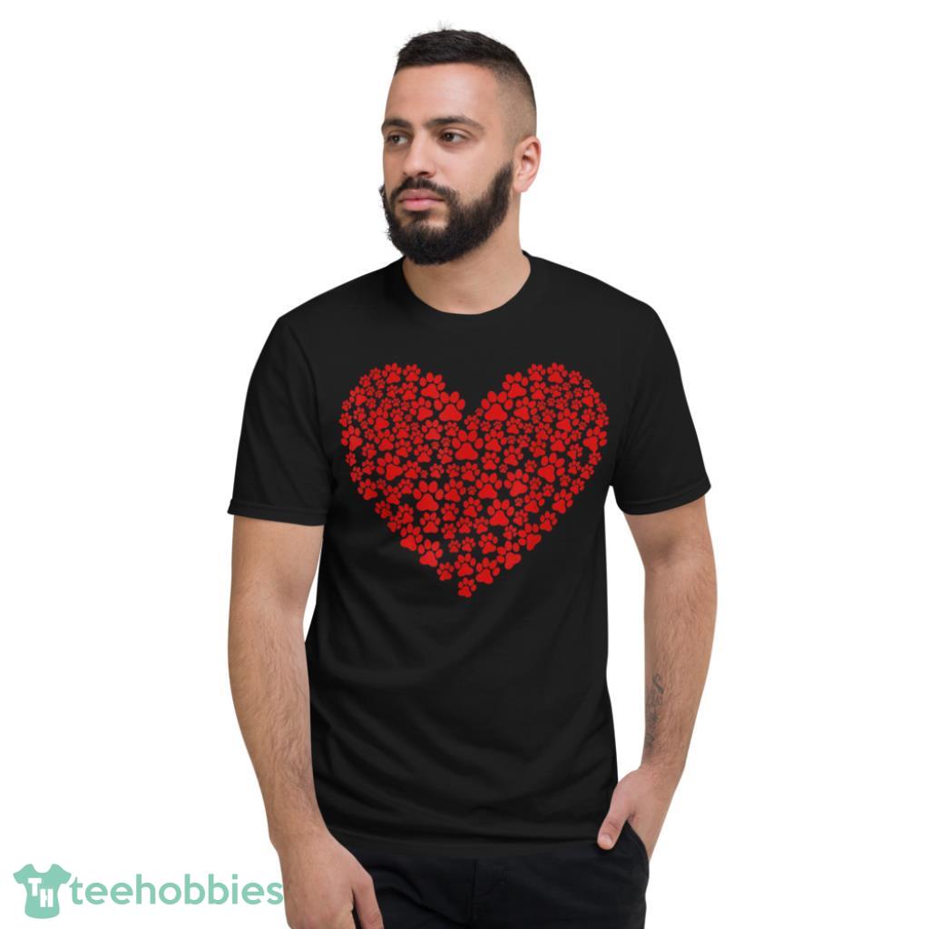 Day Paw Heart Prints Dog Cat Lovers Red Love Pet T-Shirt - Short Sleeve T-Shirt
