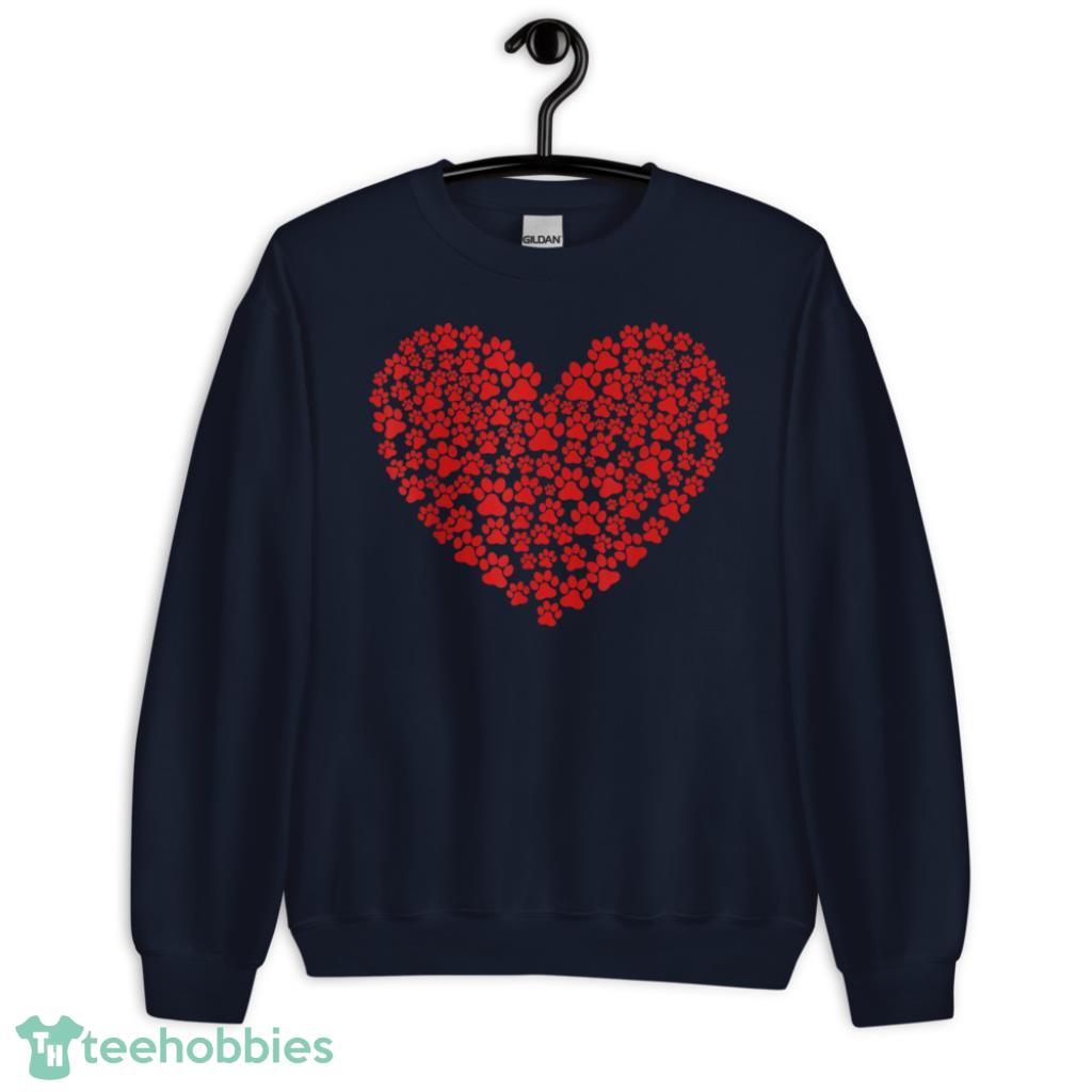 Day Paw Heart Prints Dog Cat Lovers Red Love Pet T-Shirt - Unisex Crewneck Sweatshirt-1