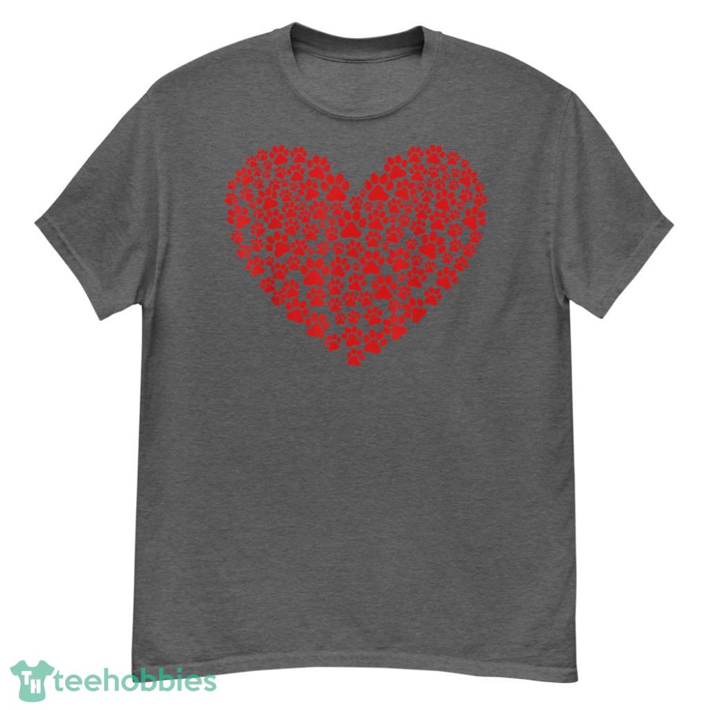 Day Paw Heart Prints Dog Cat Lovers Red Love Pet T-Shirt - G500 Men’s Classic T-Shirt-1