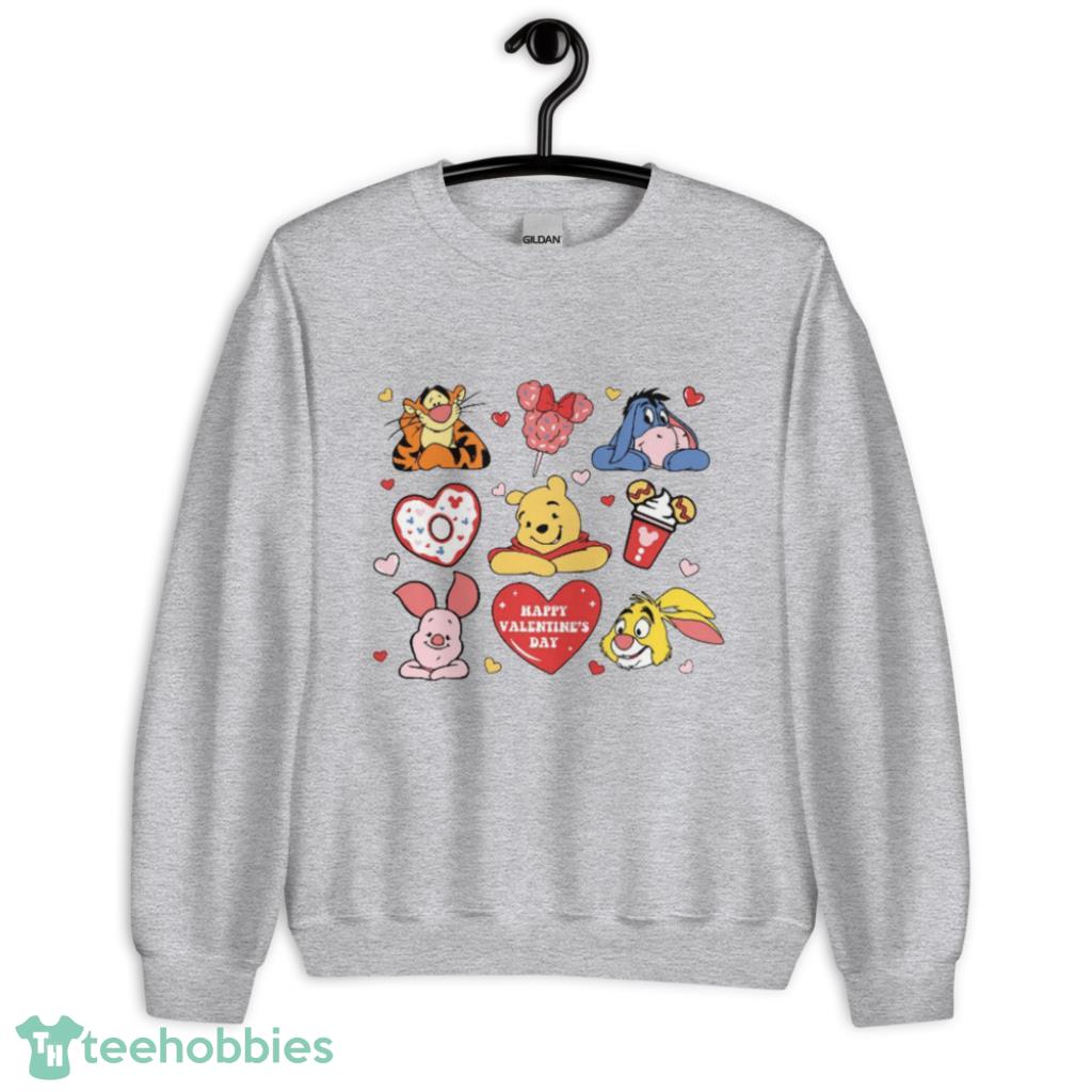 Disney Happy Valentines Day Winnie The Pooh Friends Shirt - Unisex Heavy Blend Crewneck Sweatshirt