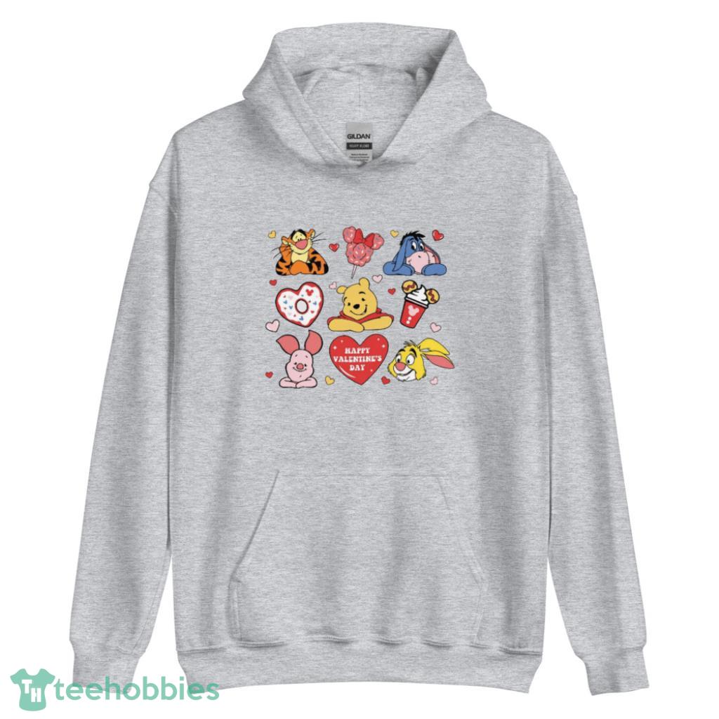 Disney Happy Valentines Day Winnie The Pooh Friends Shirt - Unisex Heavy Blend Hooded Sweatshirt