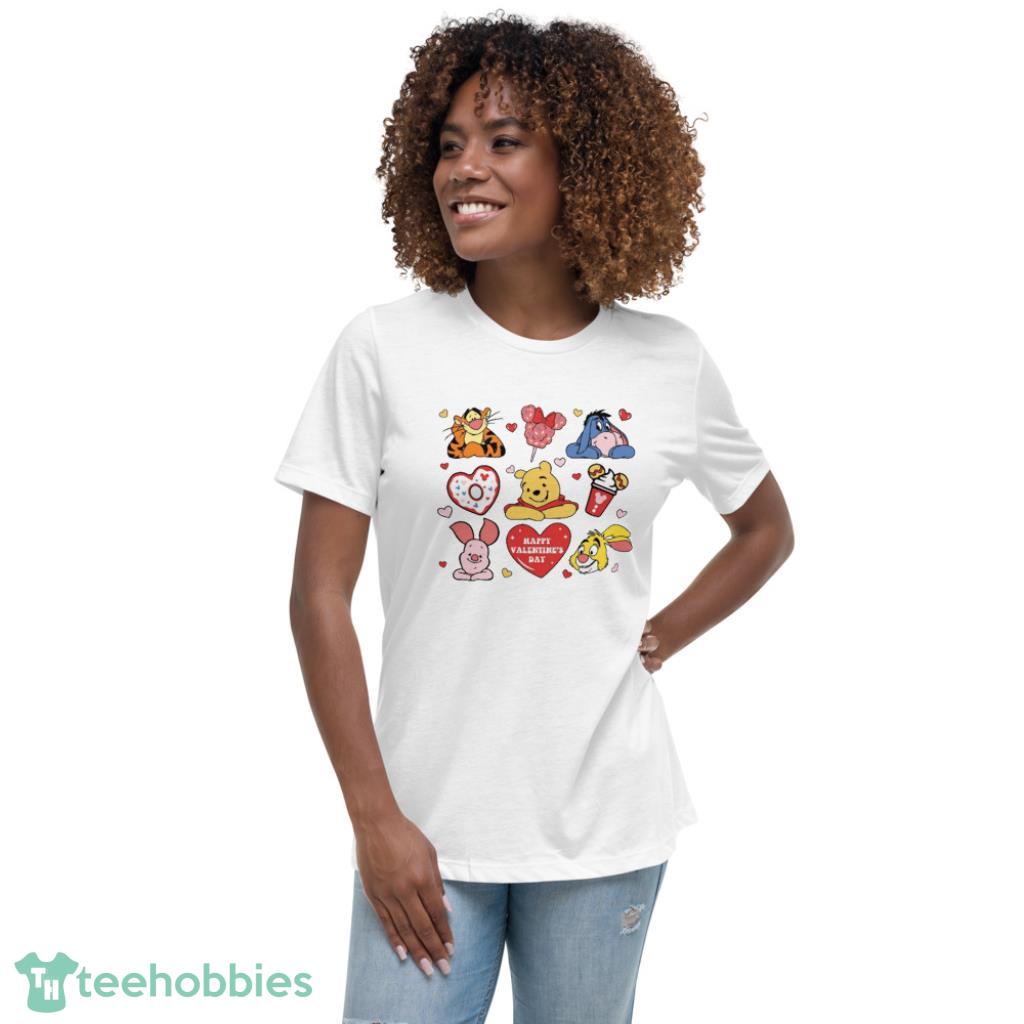 Disney Happy Valentines Day Winnie The Pooh Friends Shirt - Womens Relaxed Short Sleeve Jersey Tee