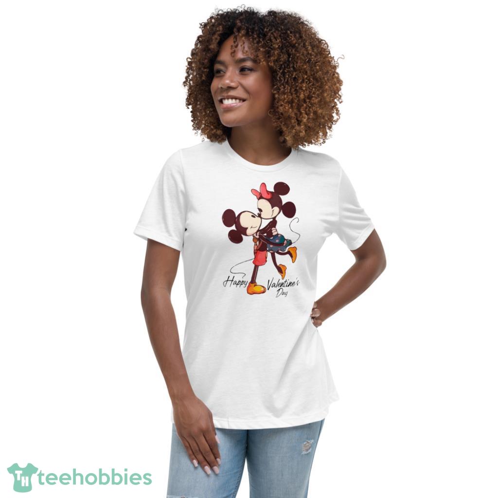 Disney Love Mickey And Minnie Valentine Days Coupe Shirt - Womens Relaxed Short Sleeve Jersey Tee