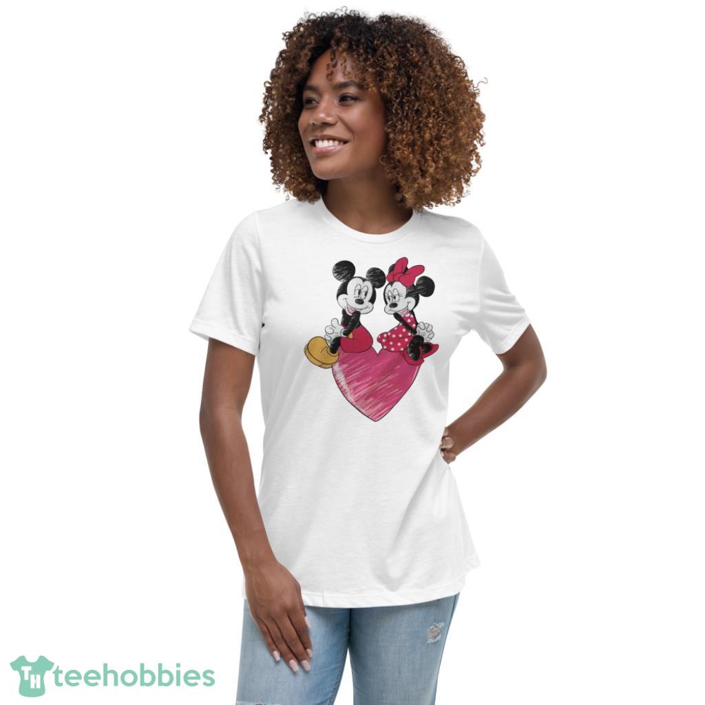 Disney Mickey and Minnie Valentine Days Coupe Shirt - Womens Relaxed Short Sleeve Jersey Tee