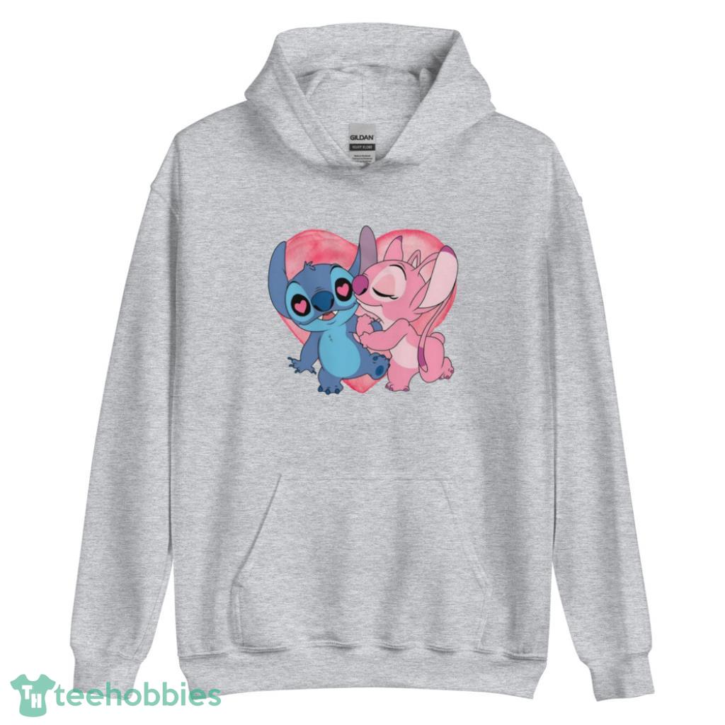 Disney Stitch And Angel Valentines Day Matching T-Shirt - Unisex Heavy Blend Hooded Sweatshirt Disney Stitch And Angel Valentines Day Matching T-Shirt - Unisex Heavy Blend Hooded Sweatshirt
