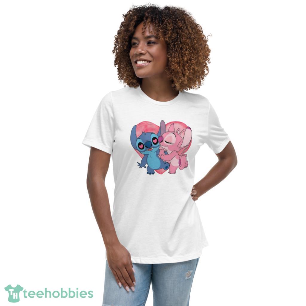 Disney Stitch And Angel Valentines Day Matching T-Shirt - Womens Relaxed Short Sleeve Jersey Tee Disney Stitch And Angel Valentines Day Matching T-Shirt - Womens Relaxed Short Sleeve Jersey Tee