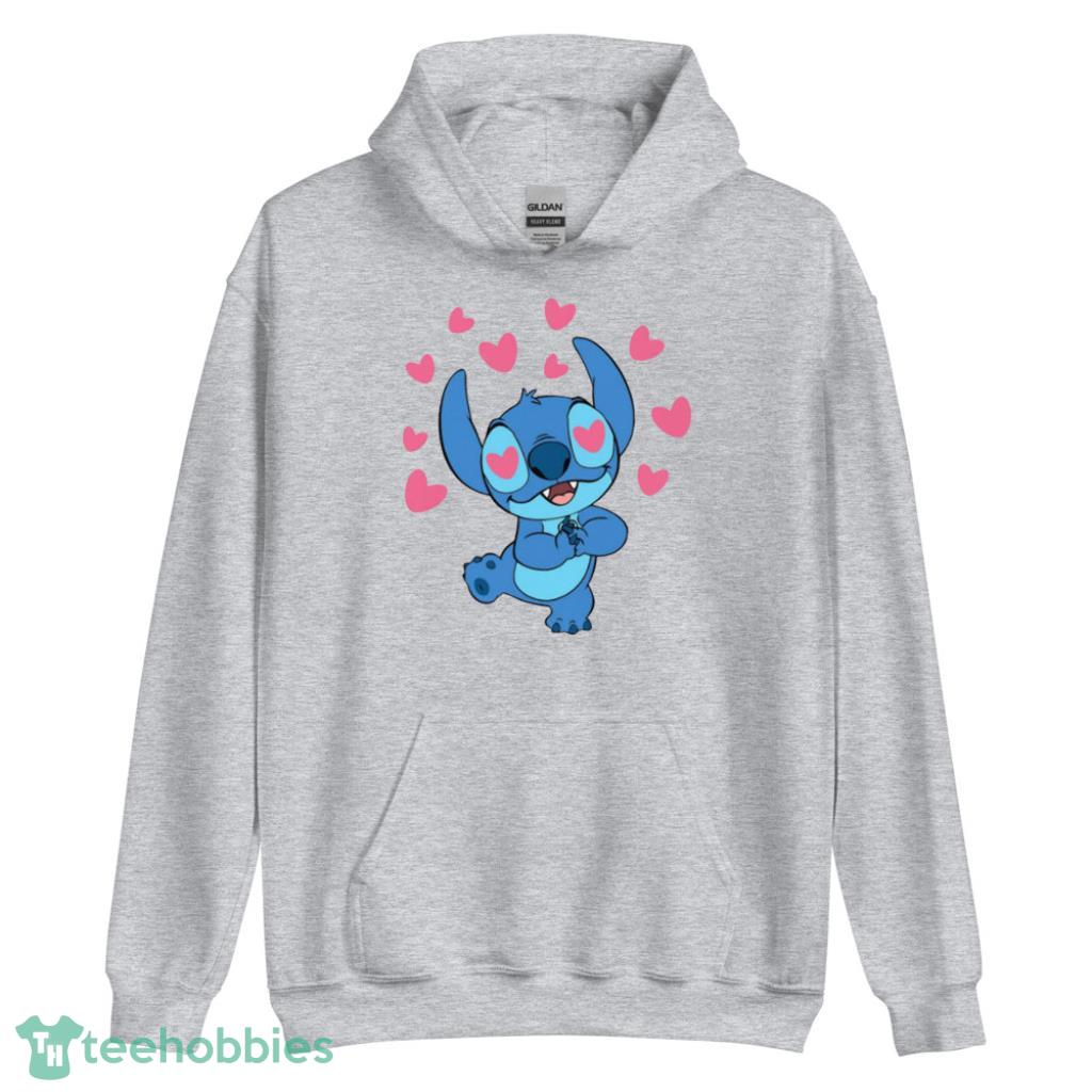 Disney Stitch And Angel Valentines Day Shirt - Unisex Heavy Blend Hooded Sweatshirt