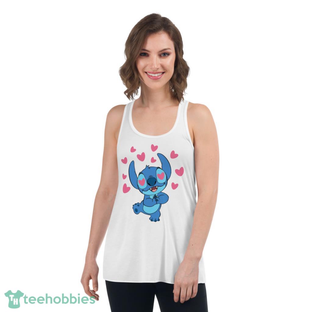 Disney Stitch And Angel Valentines Day Shirt - Womens Flowy Racerback Tank
