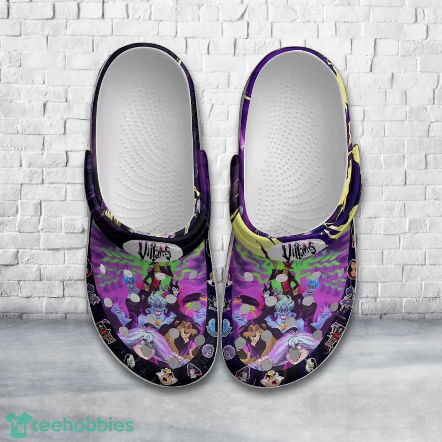 Disney Villians Full Print Purple Rainbow Disney Clog Shoes Product Photo 1