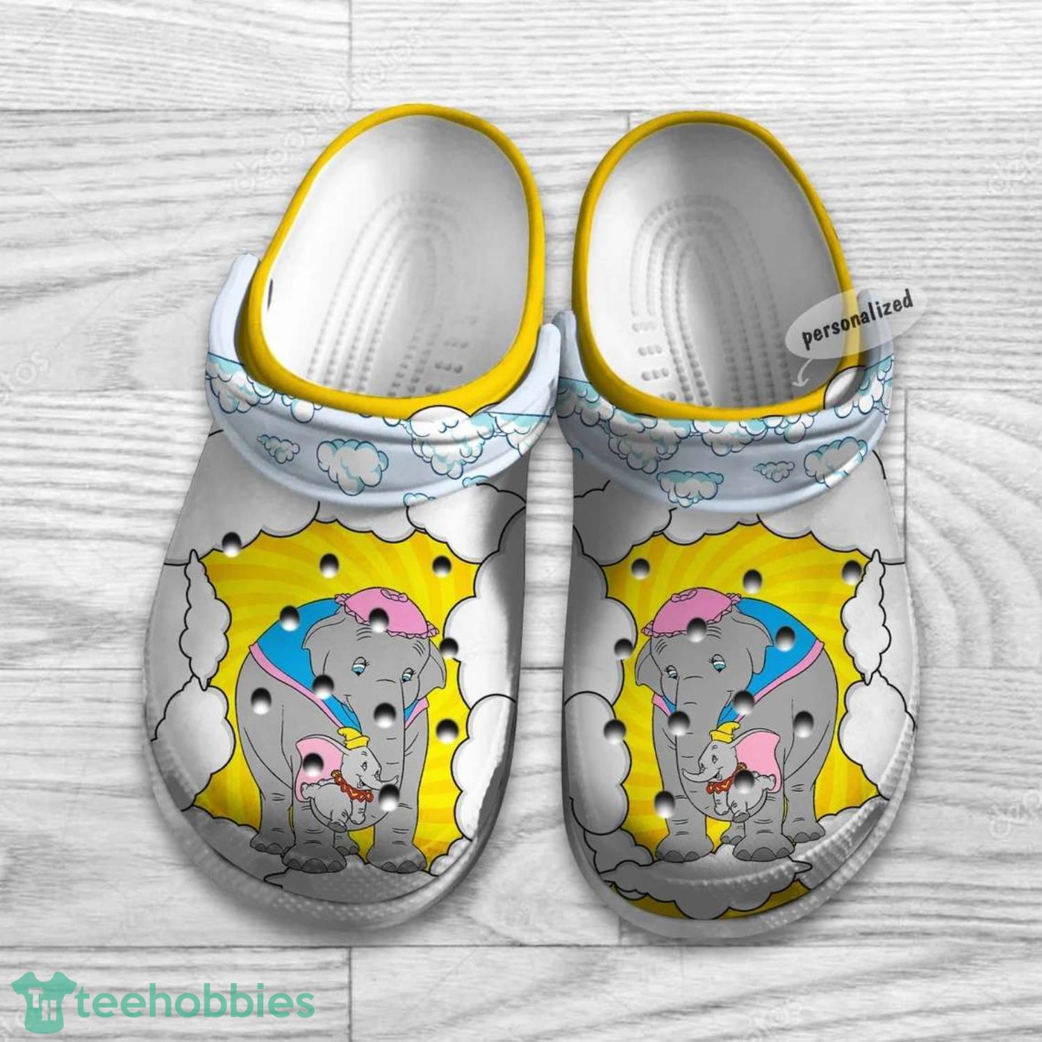 Dumbo Elephant & Mom Yellow Comic Pattern Disney Clog Shoes Product Photo 1