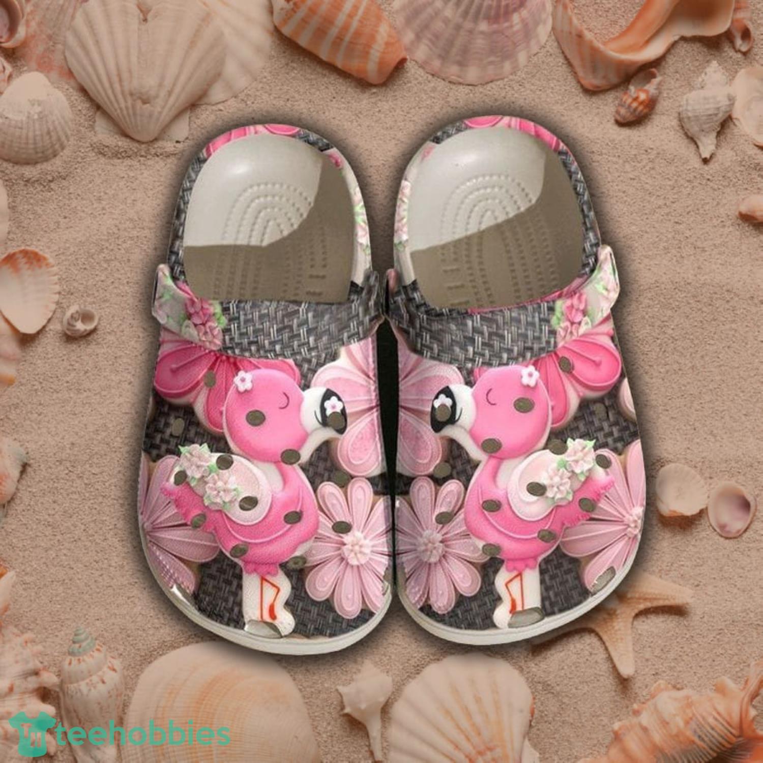Flamingo And Flowers Cookies Clog Shoes Product Photo 1