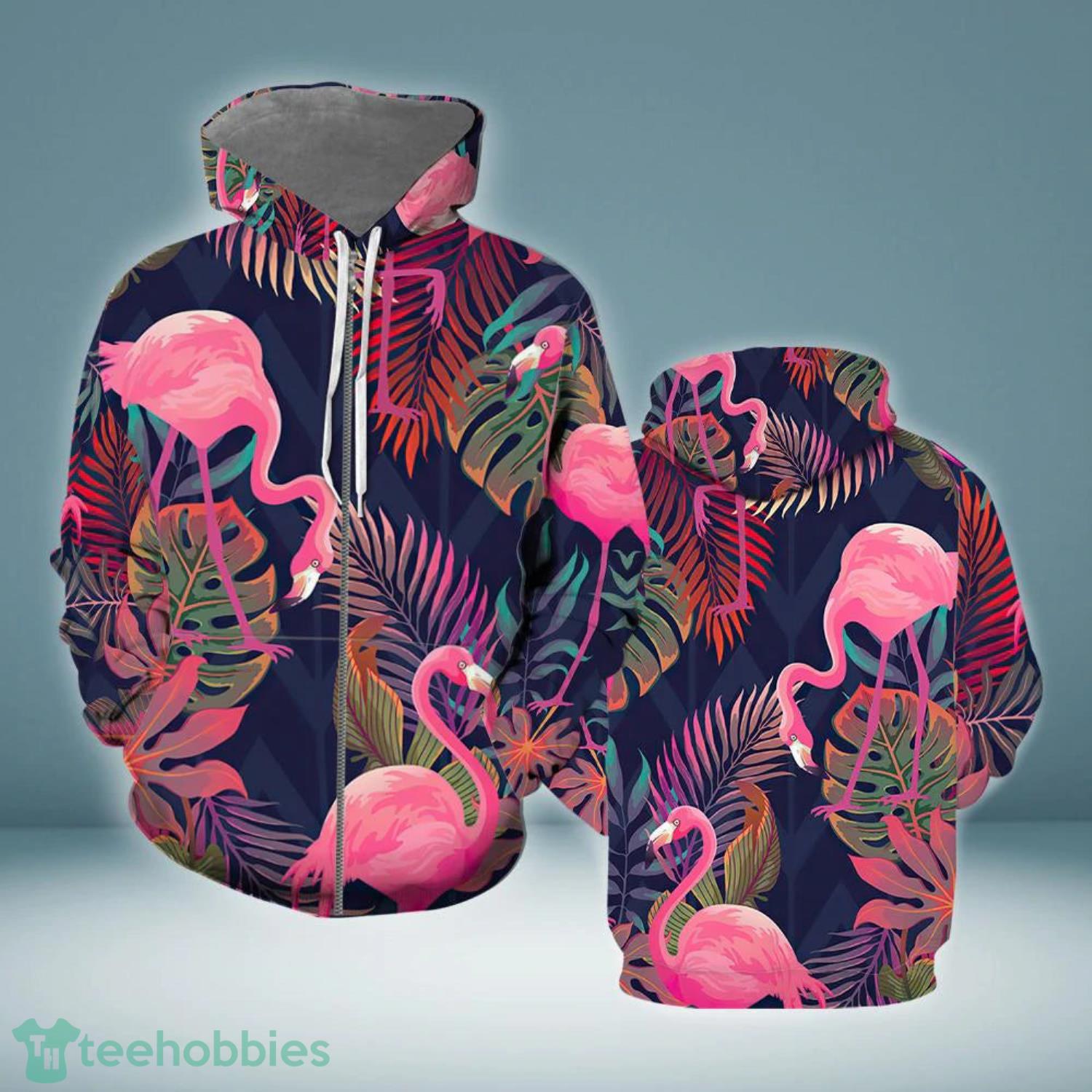 Flamingo Tropical Leaf 3D Hoodie 3D Zip Hoodie Product Photo 1