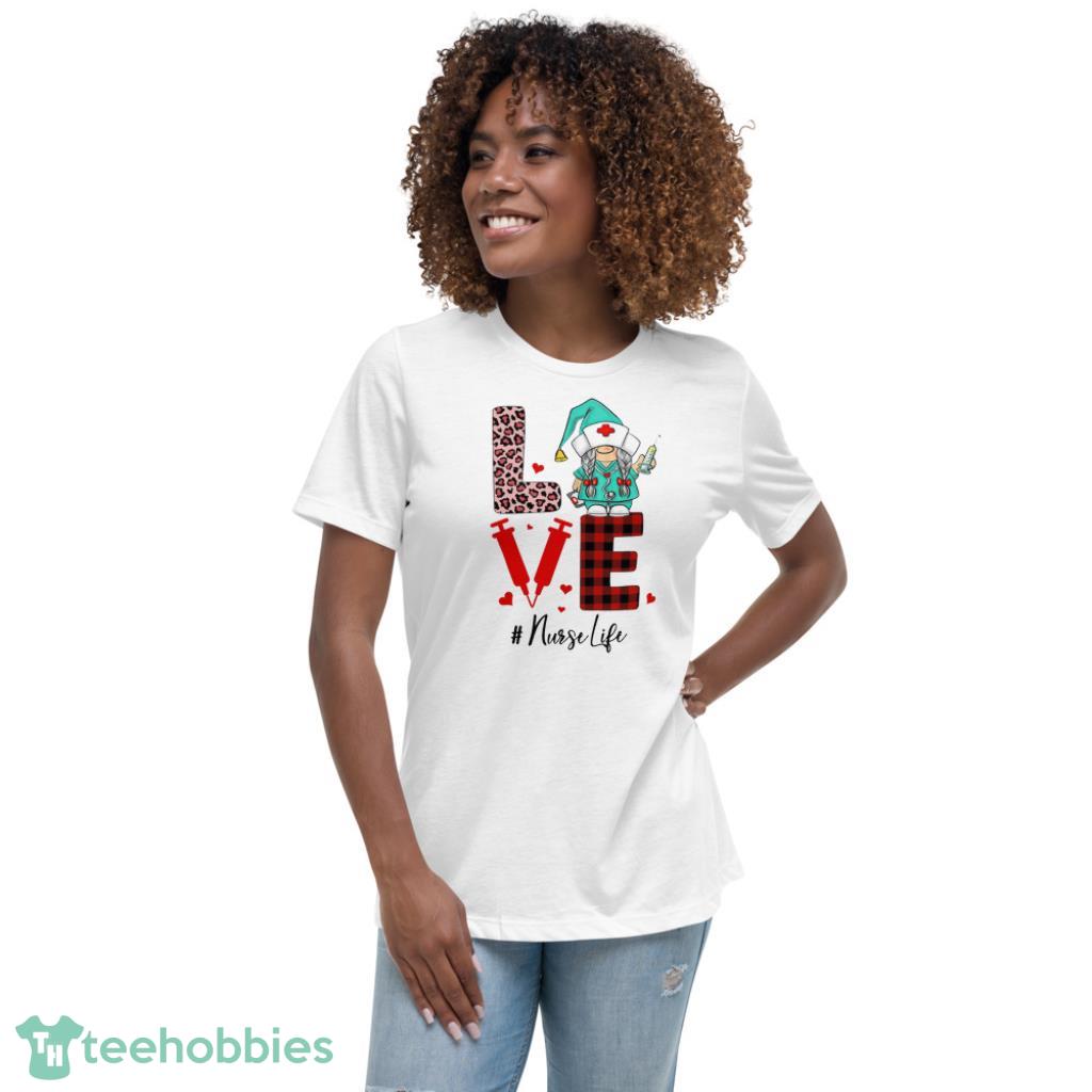 Gnome Nurse Valentine Days Coupe Shirt - Womens Relaxed Short Sleeve Jersey Tee