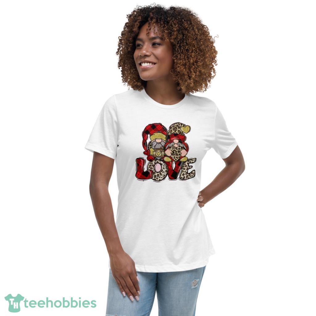 Gnome With Hearts Valentines Day Shirt - Womens Relaxed Short Sleeve Jersey Tee