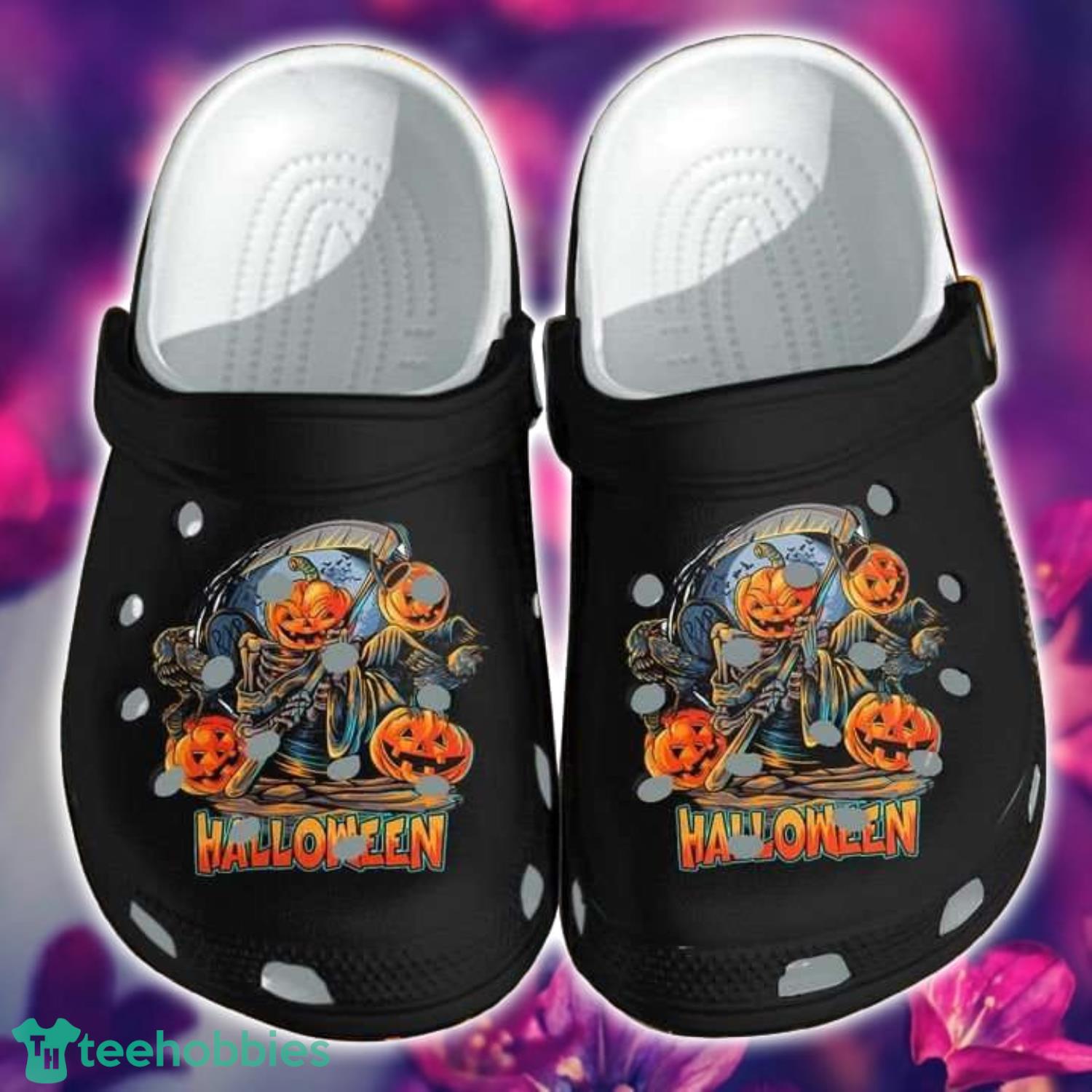 Halloween Black Ghost Pumpkins Clog Shoes Product Photo 1