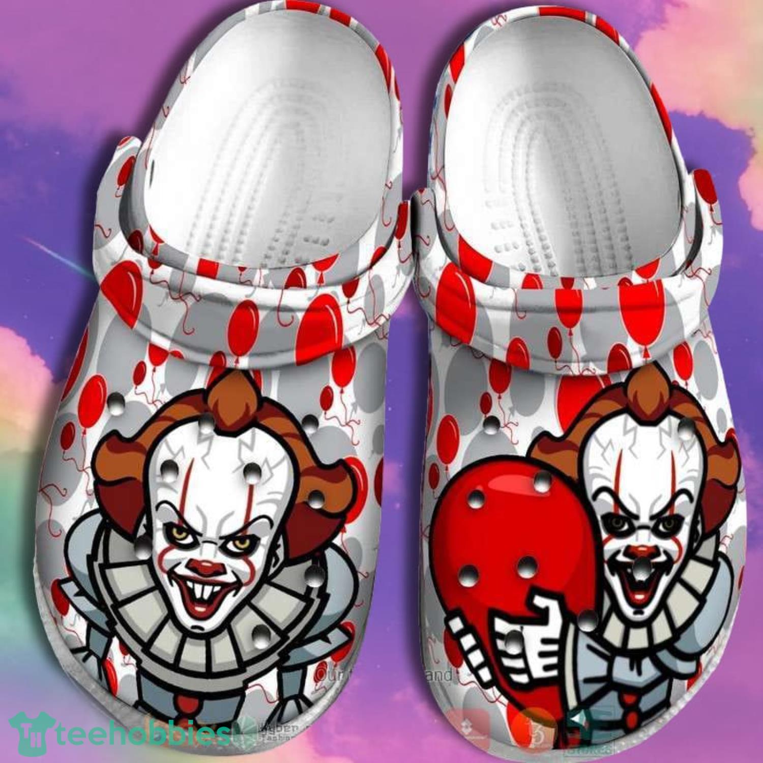 Halloween Pennywise And Balloon Art Clogs Shoes Product Photo 1