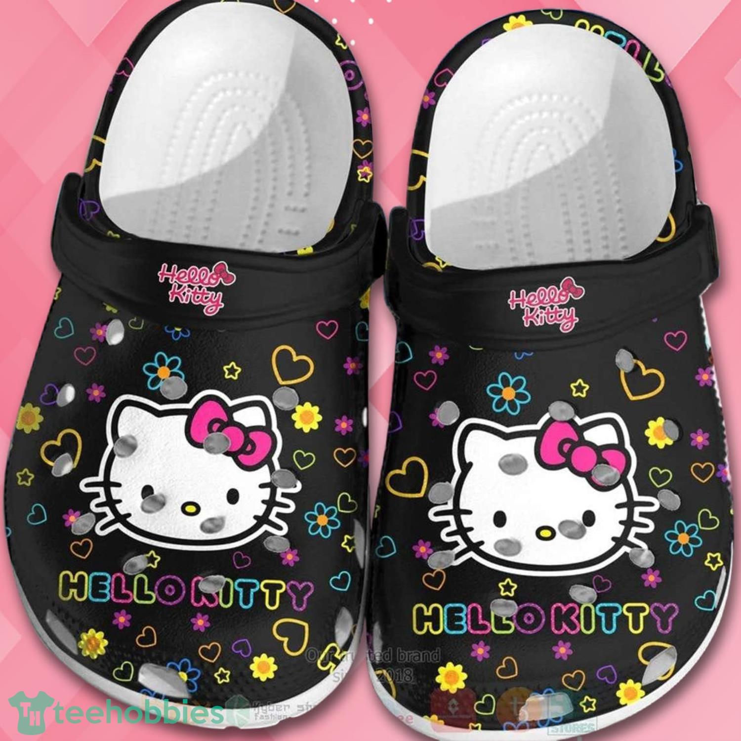 Hello Kitty Pattern Black Clog Shoes For Men Women Product Photo 1