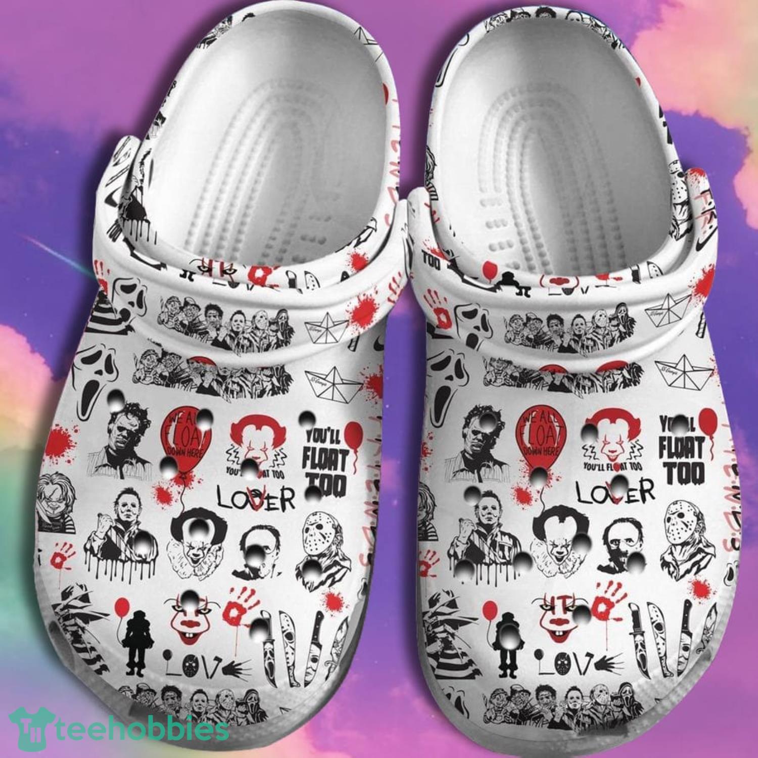 Horror Movies Characters Chibi Pattern Halloween Classic Clog Shoes Product Photo 1