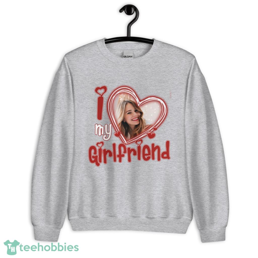 I Love My Girlfriend Custom Picture Valentines Day Shirt - Unisex Heavy Blend Crewneck Sweatshirt