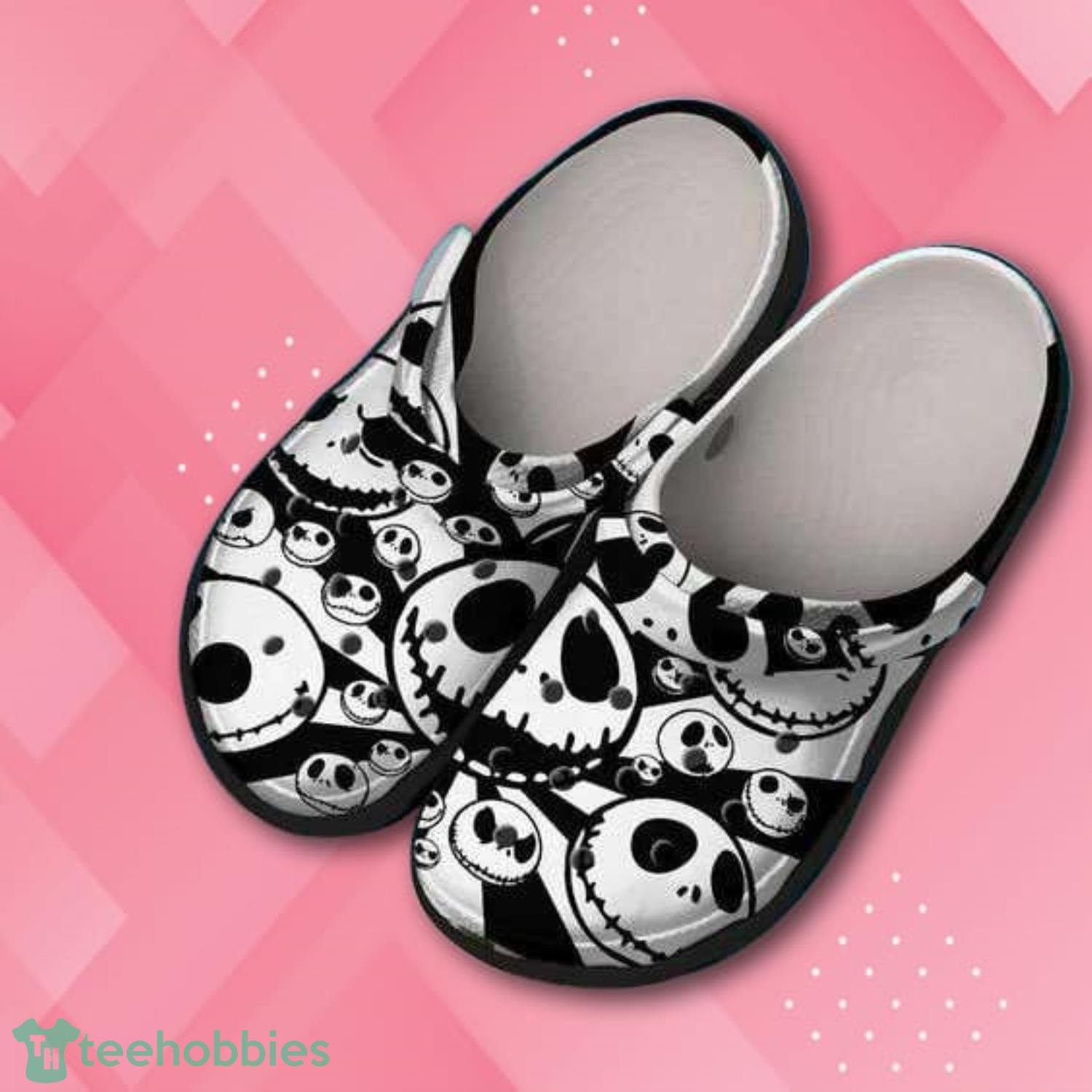 Jack Skellington Face Pattern Clogs Shoes For Halloween Product Photo 1
