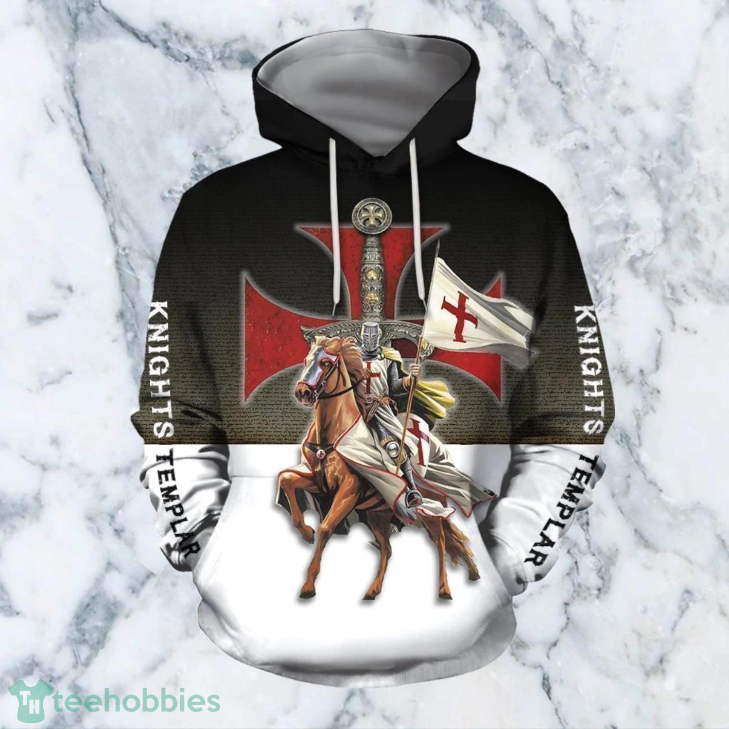 Knights Templar On Horseback 3D Hoodie 3D Zip Hoodie Product Photo 2