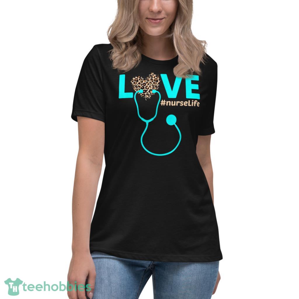 Life RN LPN CNA Healthcare Leopard Nurse  T-Shirt - Womens Relaxed Short Sleeve Jersey Tee