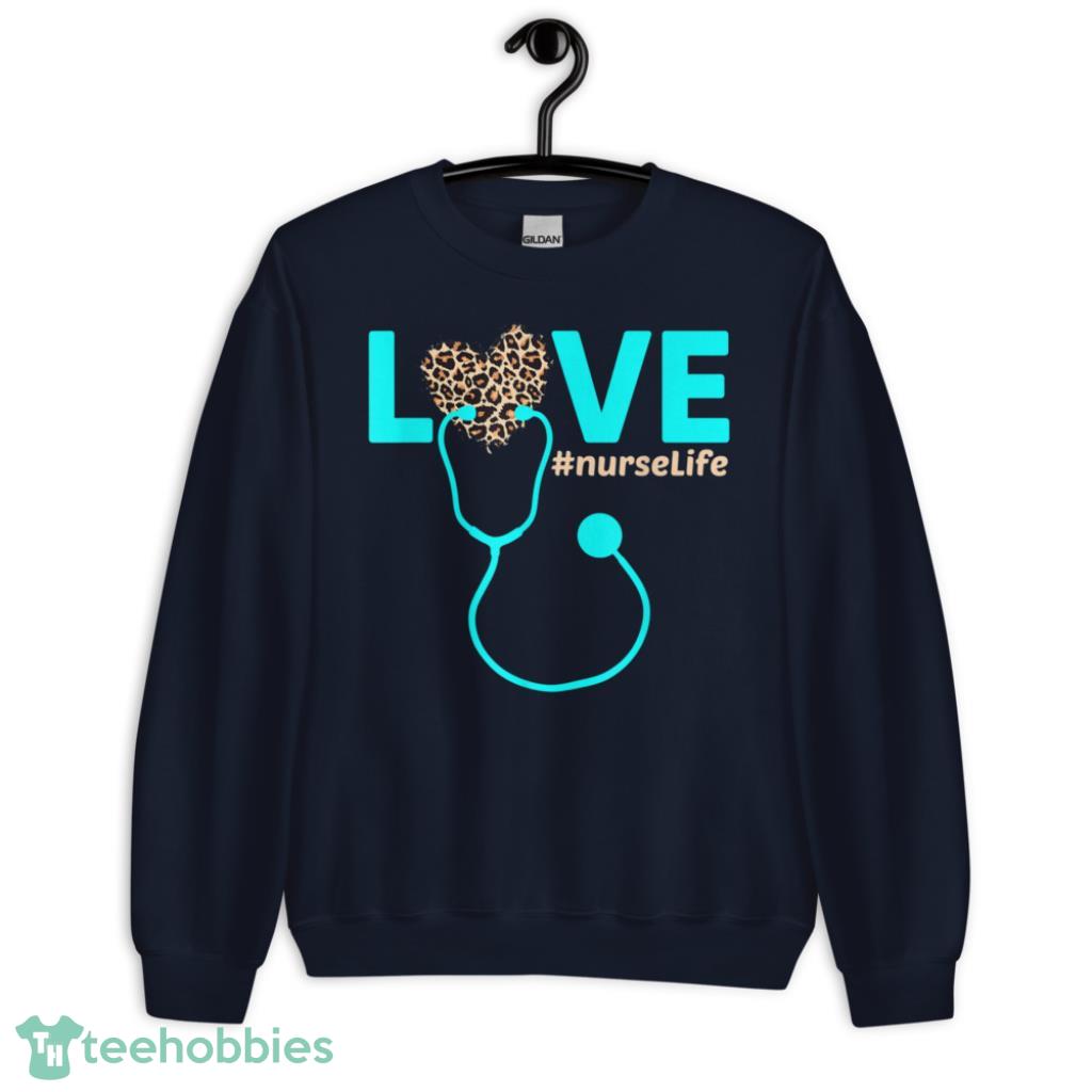 Life RN LPN CNA Healthcare Leopard Nurse  T-Shirt - Unisex Crewneck Sweatshirt-1