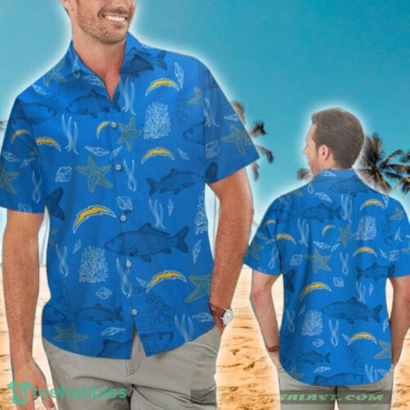 Los Angeles Chargers Sea Fish Pattern Combo Hawaiian Shirt And Short Product Photo 2