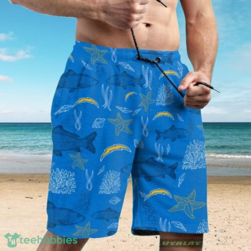 Los Angeles Chargers Sea Fish Pattern Combo Hawaiian Shirt And Short Product Photo 1