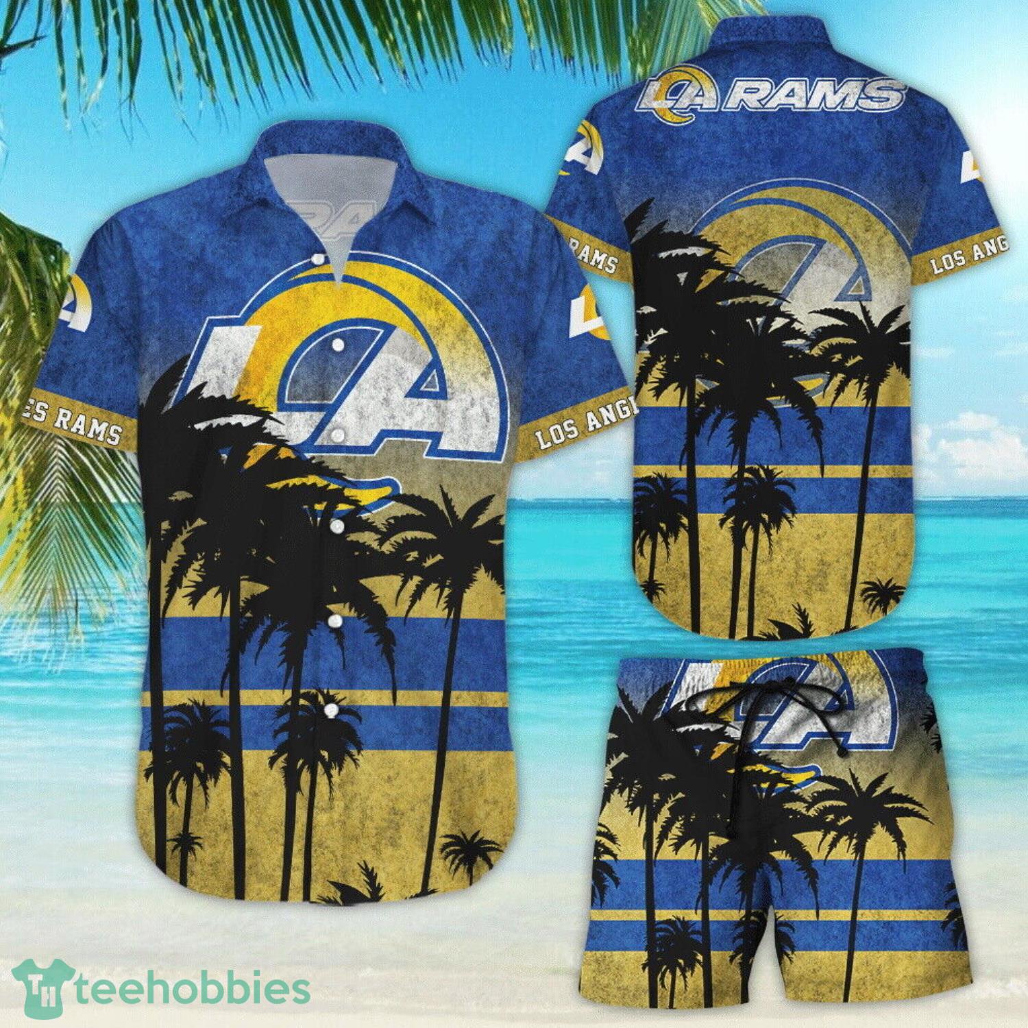 Los Angeles Rams Dirty Grunge Texture Design Hawaiian Shirt And Short Set Product Photo 3