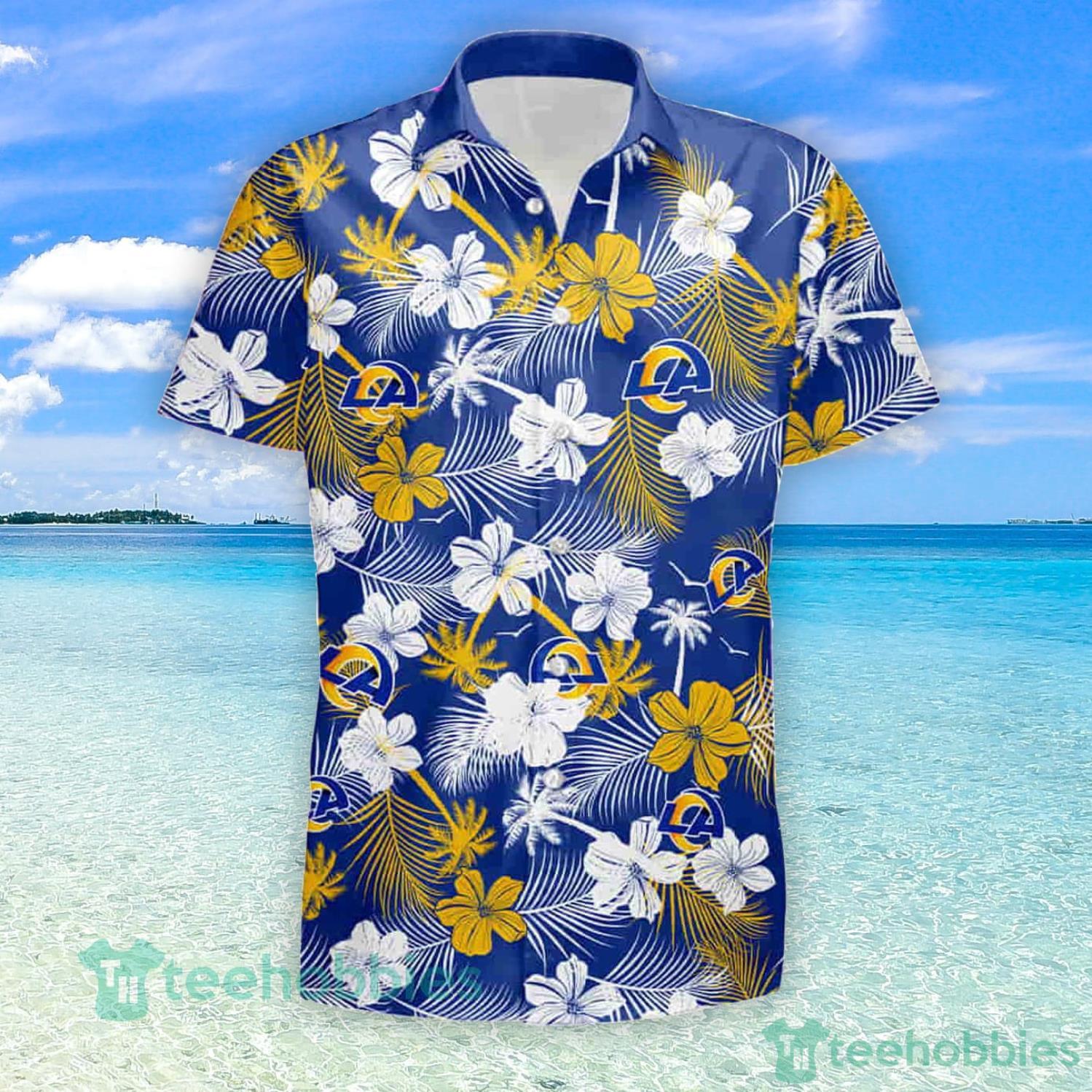 Los Angeles Rams Floral Football Hawaii Summer Hawaiian Shirt And Short Product Photo 1