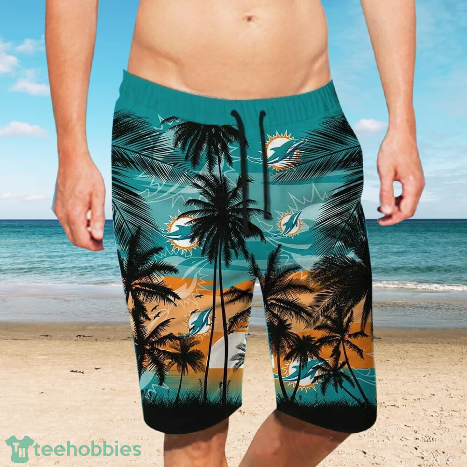 Miami Dolphins Beach And Sunset Combo Hawaiian Shirt And Beach Short Product Photo 2