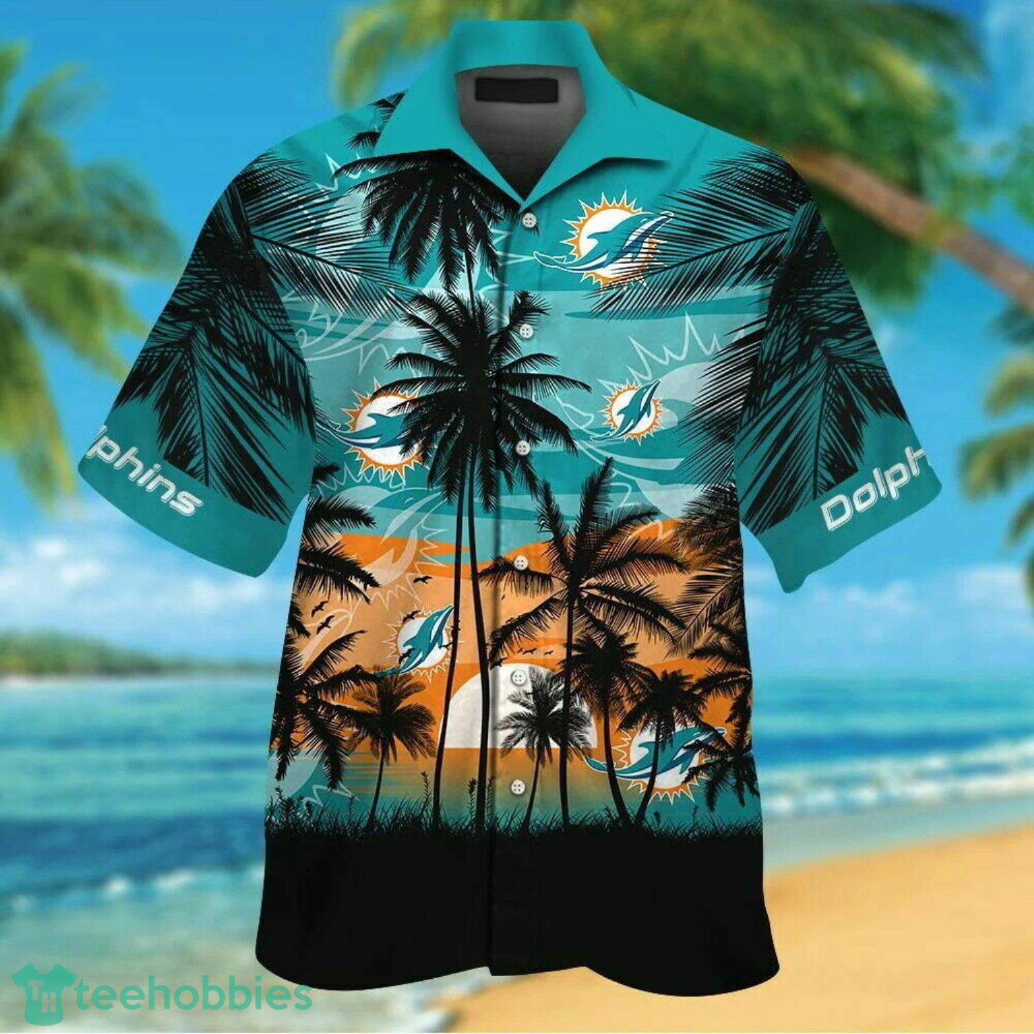 Miami Dolphins Beach And Sunset Combo Hawaiian Shirt And Beach Short Product Photo 1