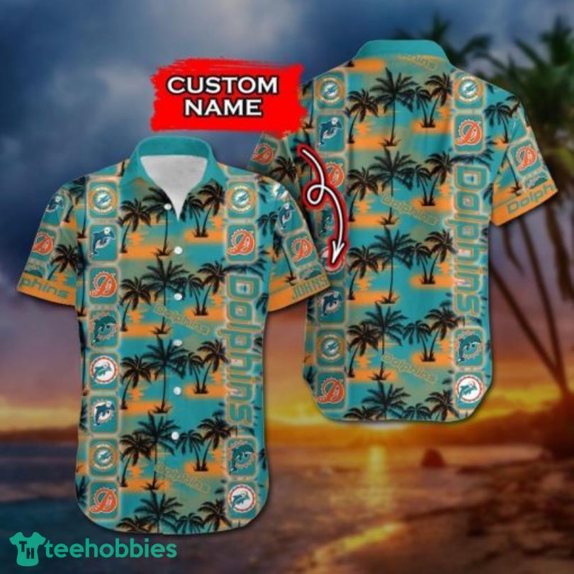 Miami Dolphins Custom Name Palm Trees Island Combo Hawaiian Shirt And Short Product Photo 4