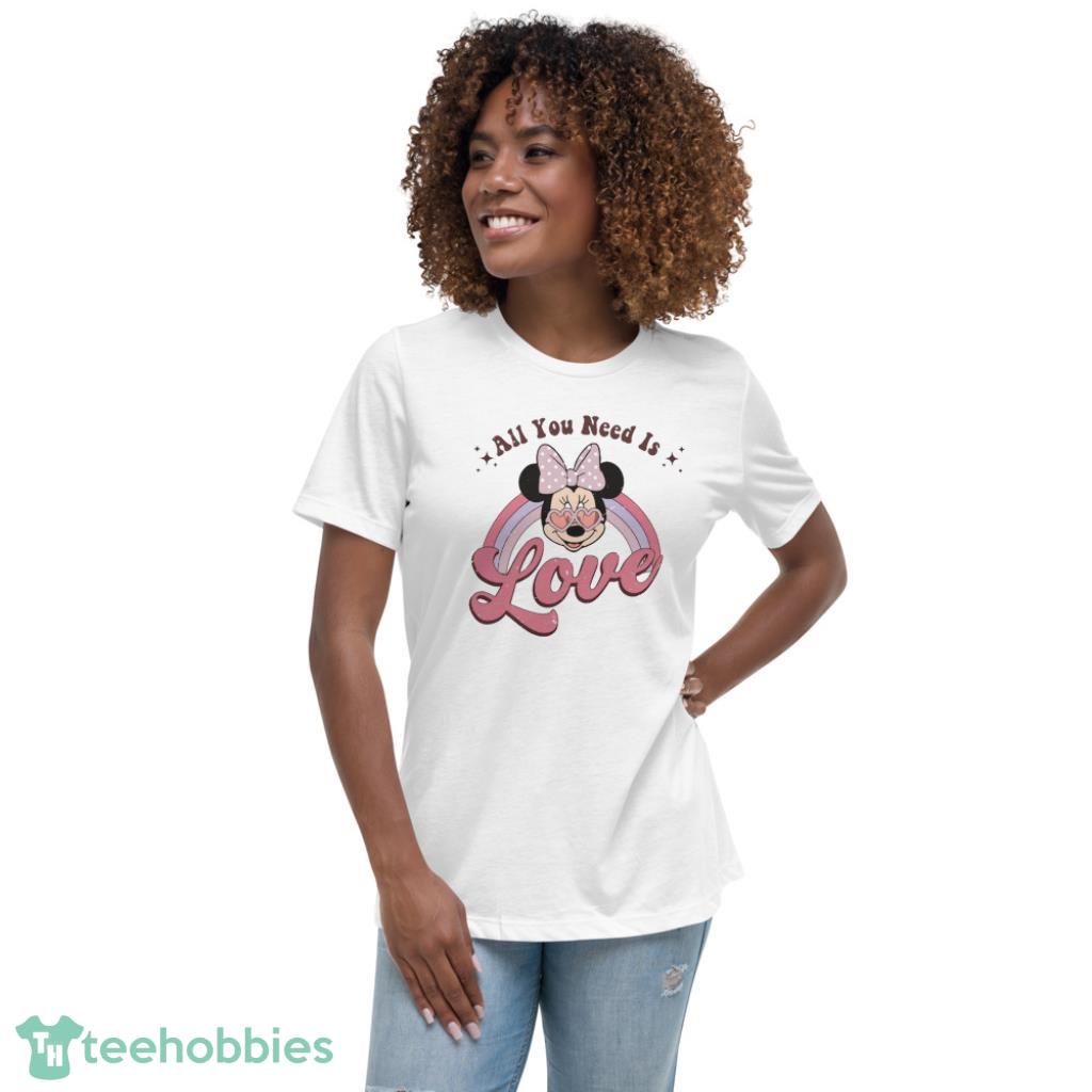 Mickey All You Need is Love Valentine Days Coupe Shirt - Womens Relaxed Short Sleeve Jersey Tee