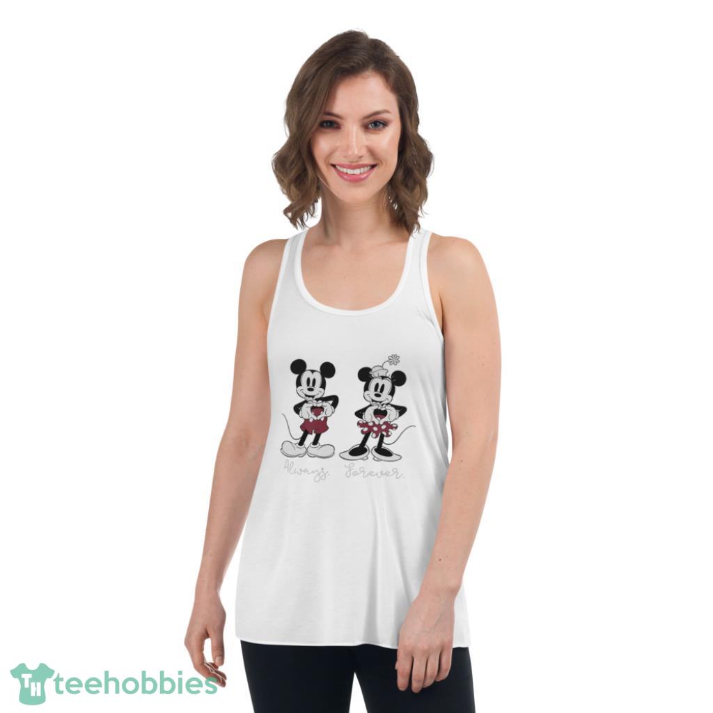 Mickey And Minnie Mosue Love Heart Always Forever Valentine Days Coupe Shirt - Womens Flowy Racerback Tank
