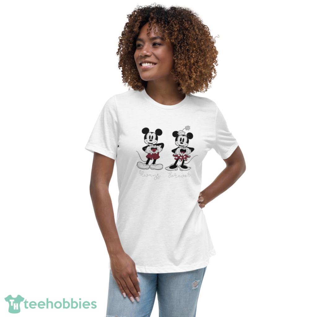 Mickey And Minnie Mosue Love Heart Always Forever Valentine Days Coupe Shirt - Womens Relaxed Short Sleeve Jersey Tee