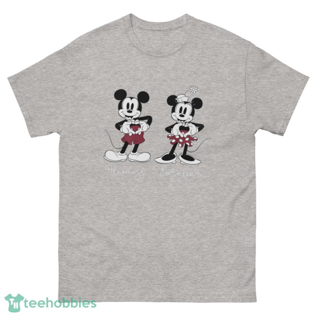 Mickey And Minnie Mosue Love Heart Always Forever Valentine Day's Coupe Shirt - 500 Men’s Classic Tee Gildan