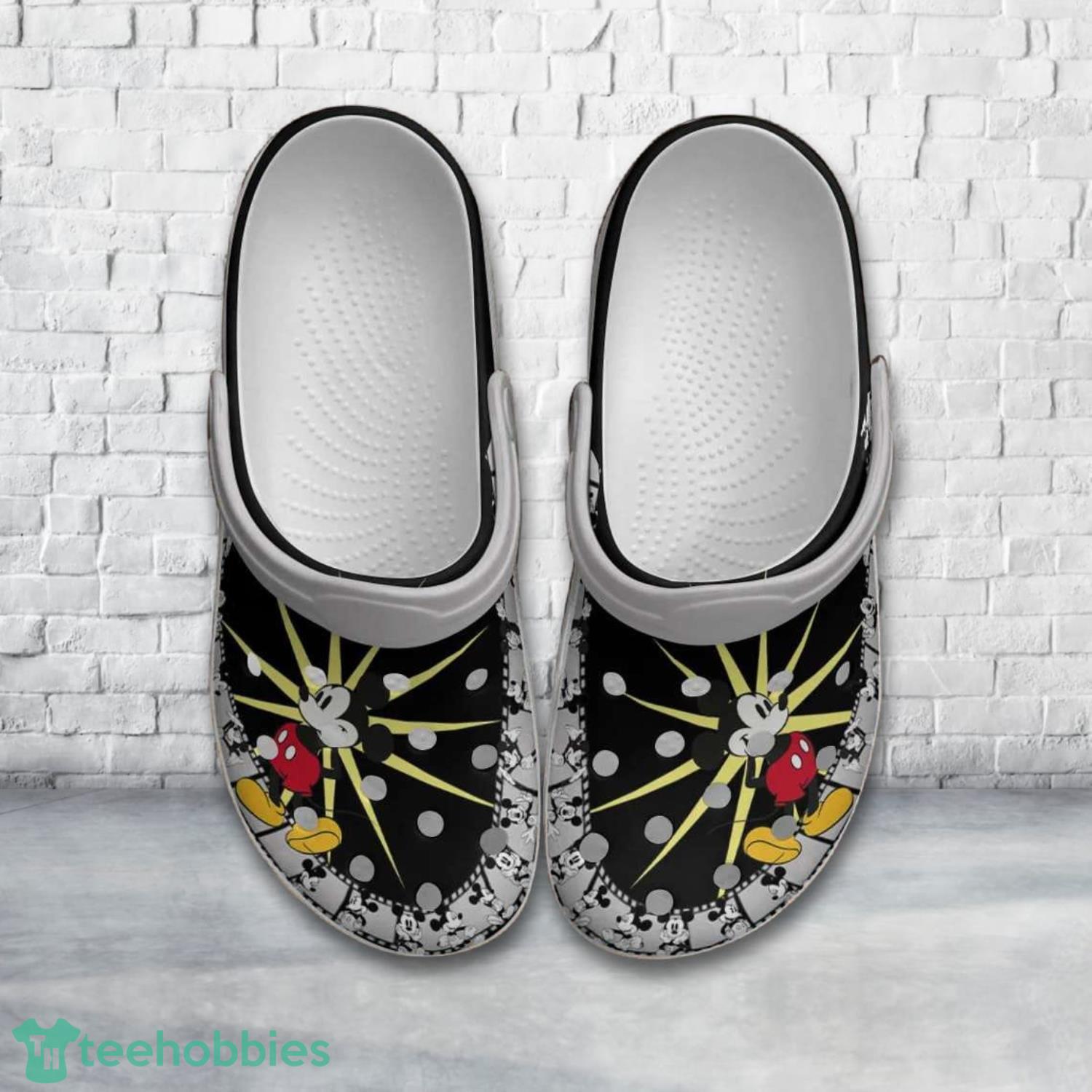 Mickey Mouse Film Black Patterns Disney Clog Shoes Product Photo 1