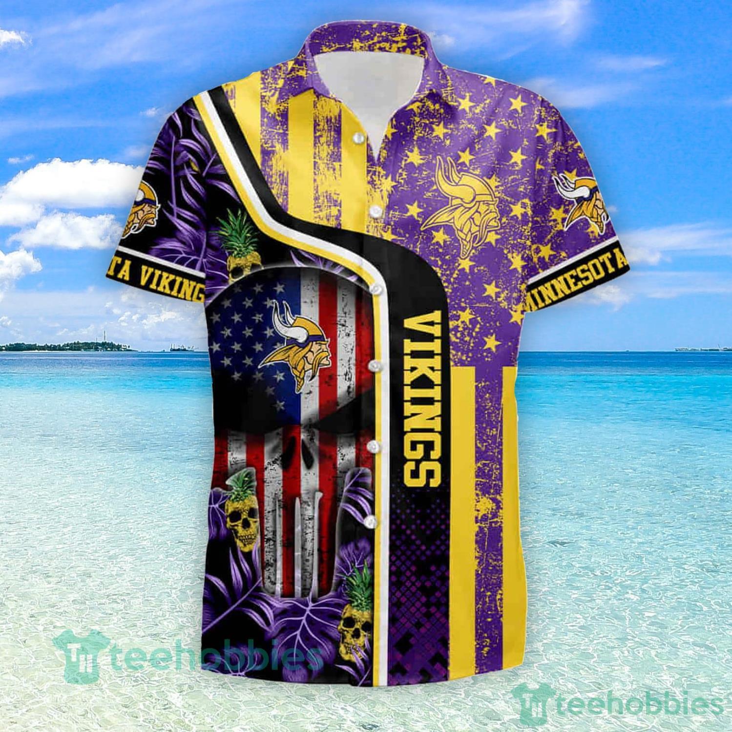 Minnesota Vikings And Skull Hawaii Summer Hawaiian Shirt And Short