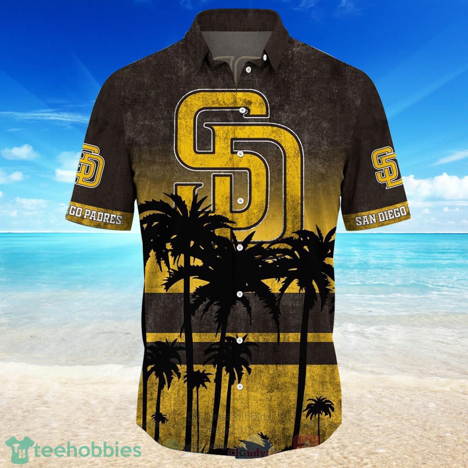 MLB San Diego Padres Palm Trees Grunge Texture Design Print Hawaiian Shirt Product Photo 2