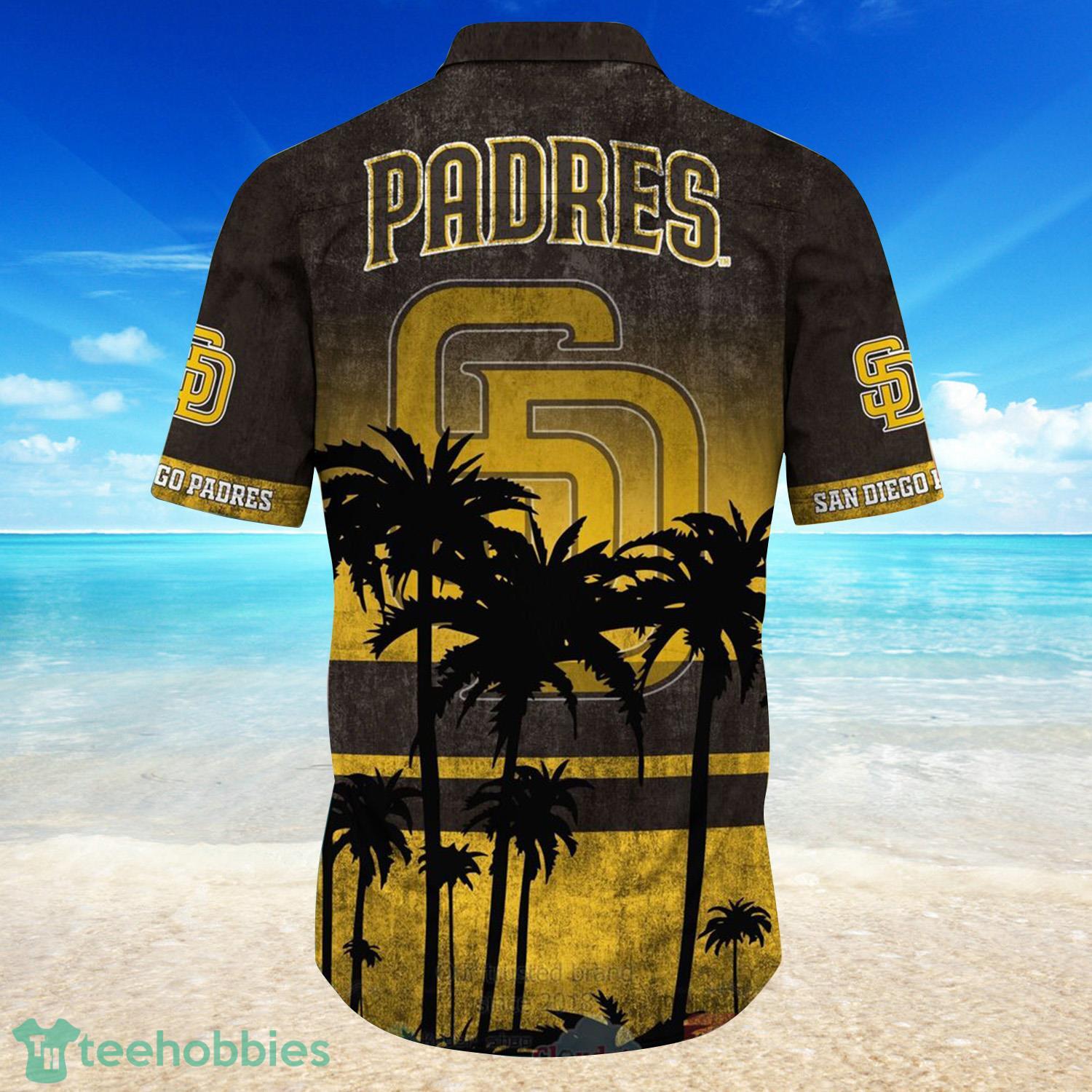 MLB San Diego Padres Palm Trees Grunge Texture Design Print Hawaiian Shirt Product Photo 3