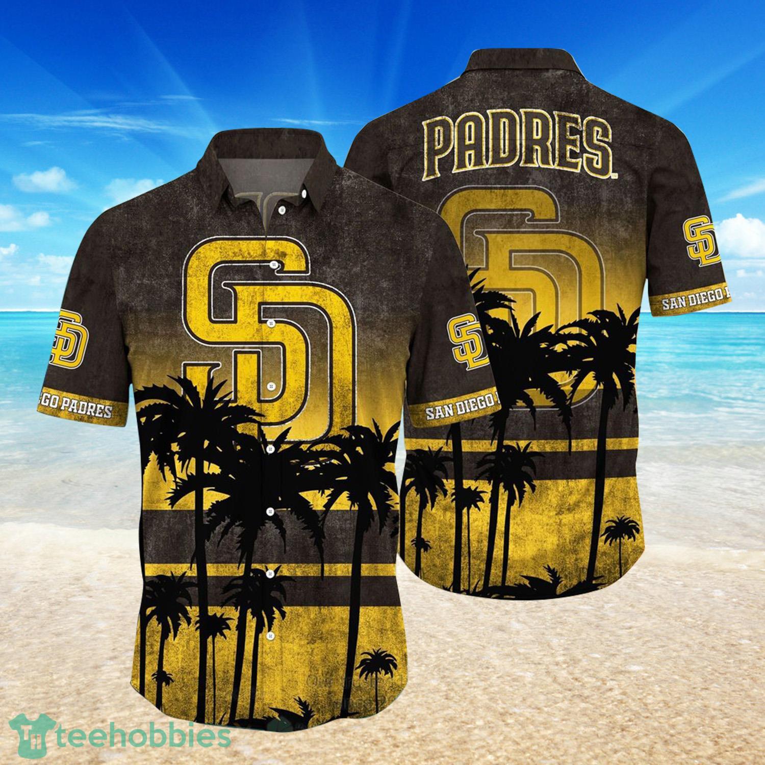 MLB San Diego Padres Palm Trees Grunge Texture Design Print Hawaiian Shirt Product Photo 1