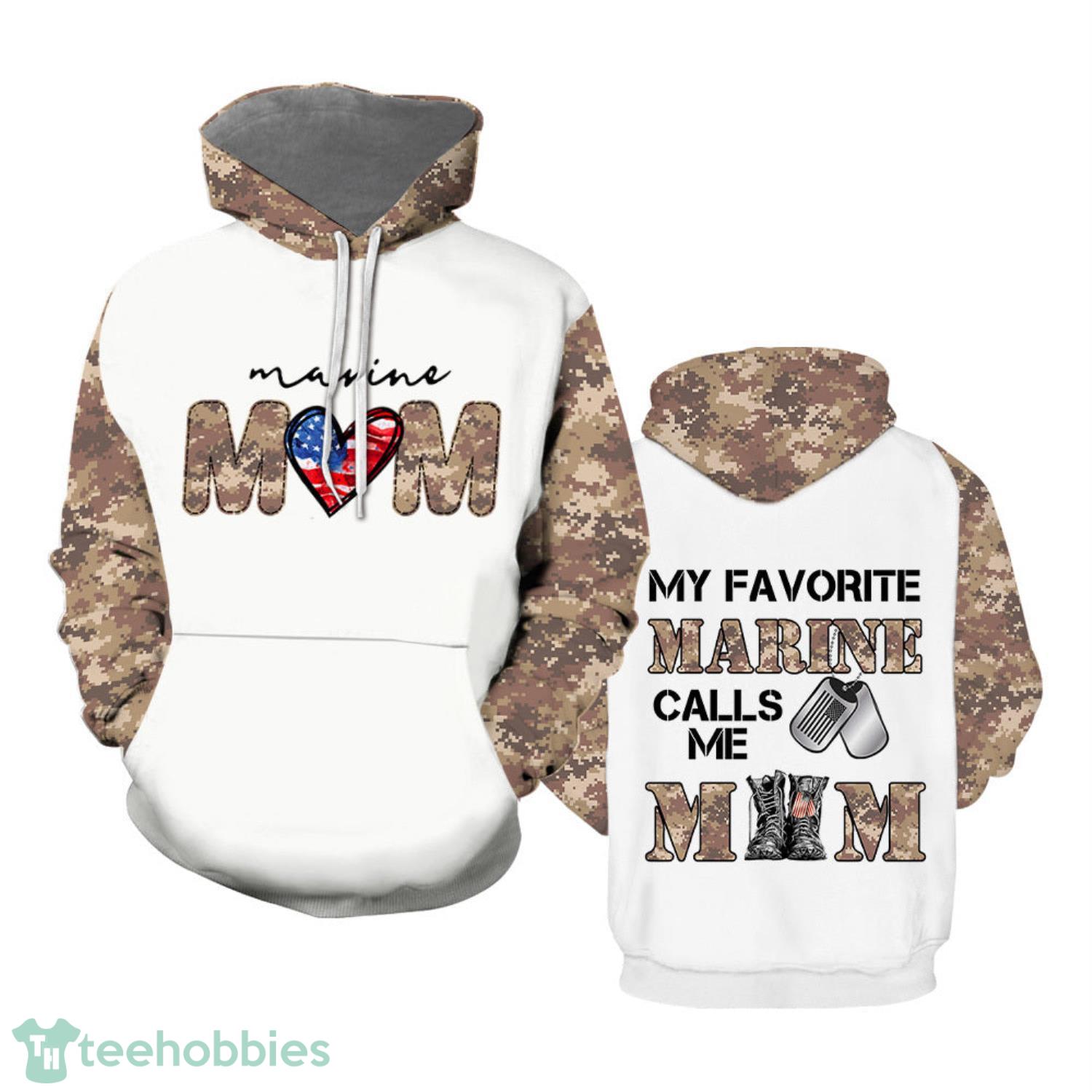 My Favorite Marine Calls Me Mom 3D Hoodie 3D Zip Hoodie Product Photo 1