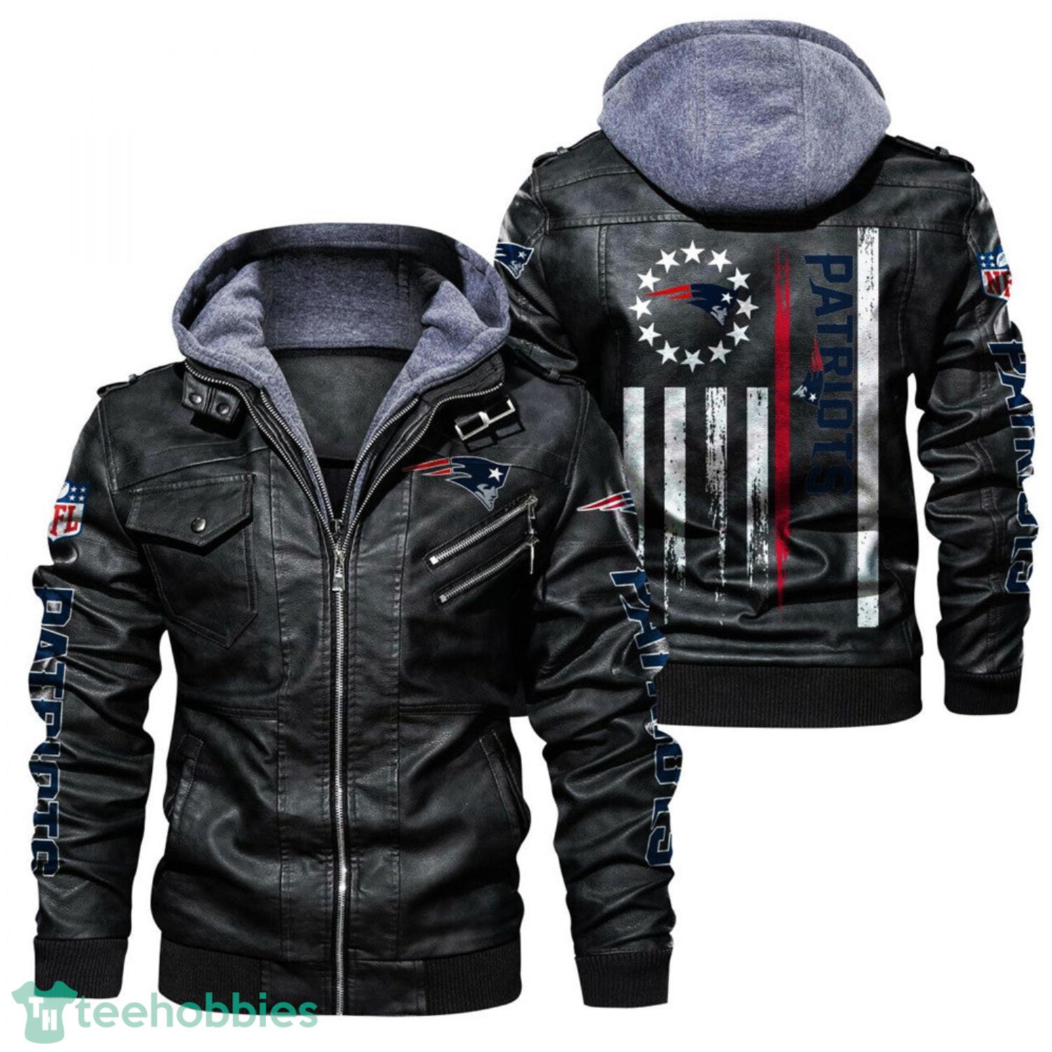 New England Patriots Flag Leather Jacket For Sport Fans image New England Patriots Flag Leather Jacket For Sport Fans Product Photo 2
