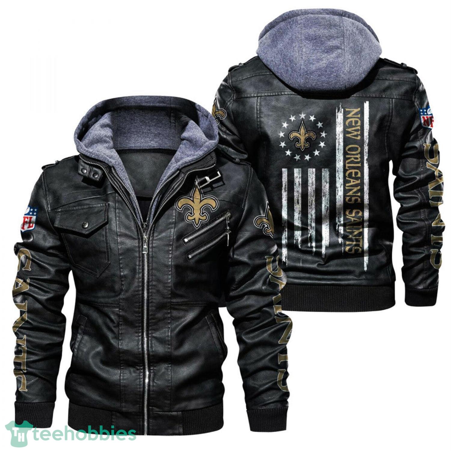 New Orleans Saints Flag Leather Jacket For Sport Fans image New Orleans Saints Flag Leather Jacket For Sport Fans Product Photo 2